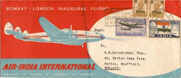 Bombay London Flight Cover 1948