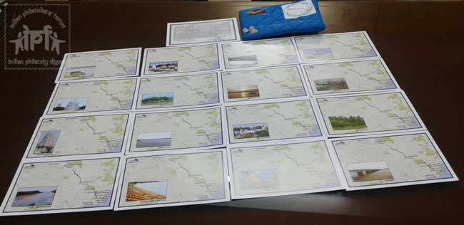 Picture postcards tracing the path of Godavari with the cancellations released at Hyderabad