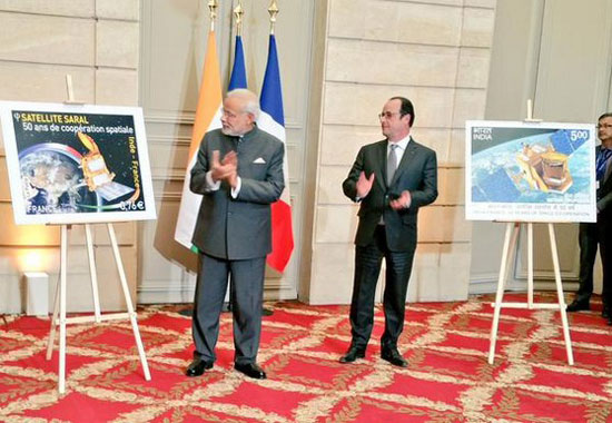 Commemorative Stamp on India – France: 50 Years of Space Co-operation