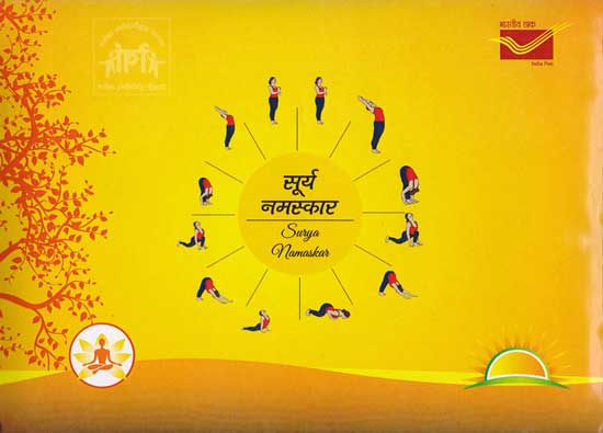 Set of 12 Surya Namaskar Picture Postcards released by Andhra Pradesh Postal Circle